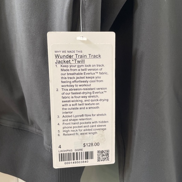 Lululemon Wunder Train Track Jacket Twill Graphite Grey SZ 4 NWT 🖤 - Picture 2 of 5